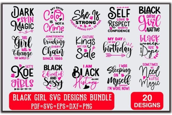 Download Black Girl SVG Designs Bundle - Black Collection