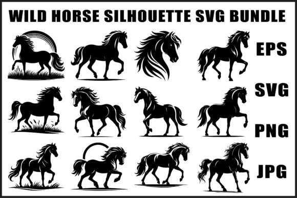 Download Black Horse Silhouette Bundle - Black Collection
