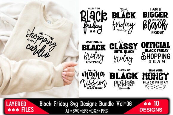 Download Black Friday SVG Designs Bundle Vol=06 - Black Collection