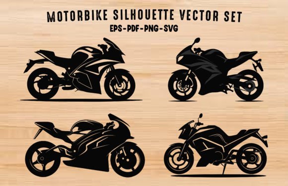 Download Motorbike Black Silhouette Vector Bundle - Black Collection