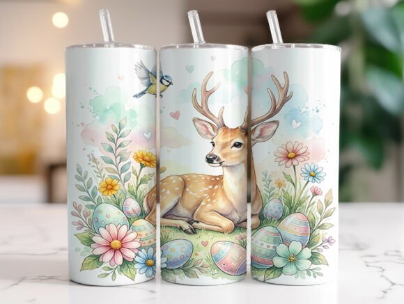 Download Pastel Easter Deer Floral Eggs Tumbler - Premium Bundle