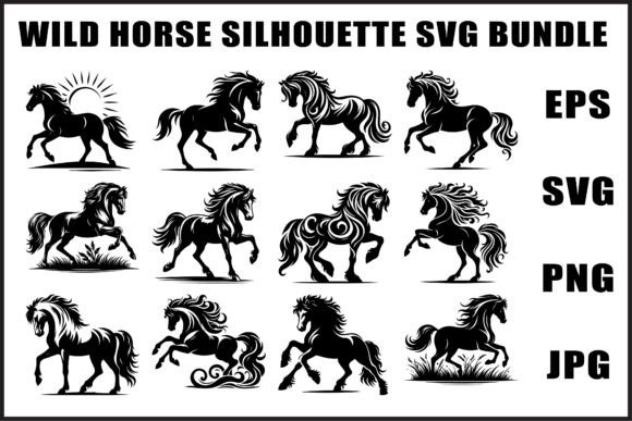 Download Black Horse Silhouette Bundle - Black Collection