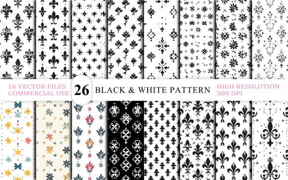 Download Black &amp; White Floral Seamless Pattern - Black Collection