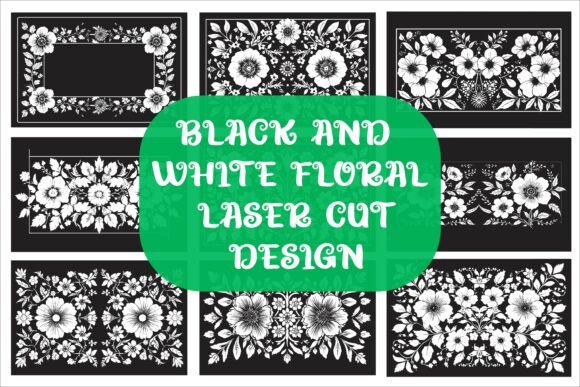 Download Laser Cut Black Flower Frame Drawing - Black Collection