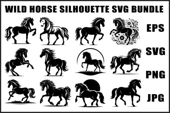 Download Black Horse Silhouette Bundle - Black Collection