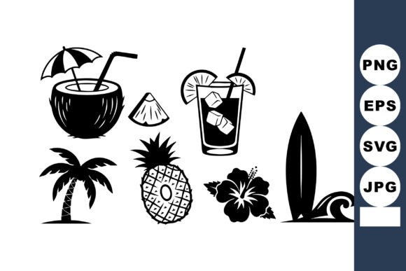 Download Black Tropical Minimal Icon Set - Black Collection