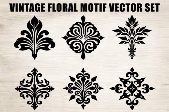 Download Black Ornamental Flower Vector Set - Black Collection