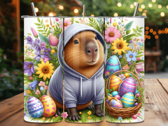 Download Easter Capybara Floral Eggs Tumbler Wrap - Premium Bundle